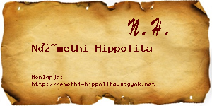 Némethi Hippolita névjegykártya